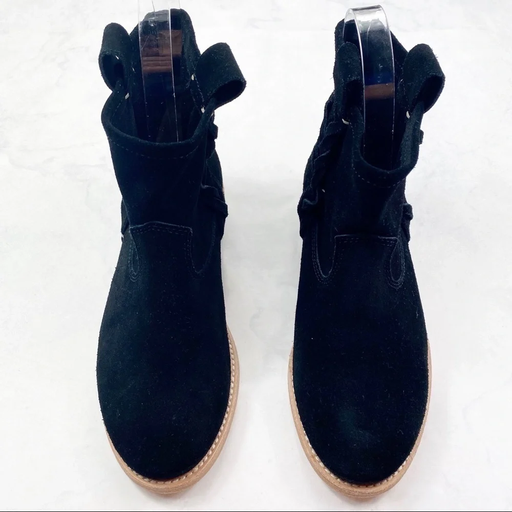 [Soludos] Braided Black Suede Ankle Boots